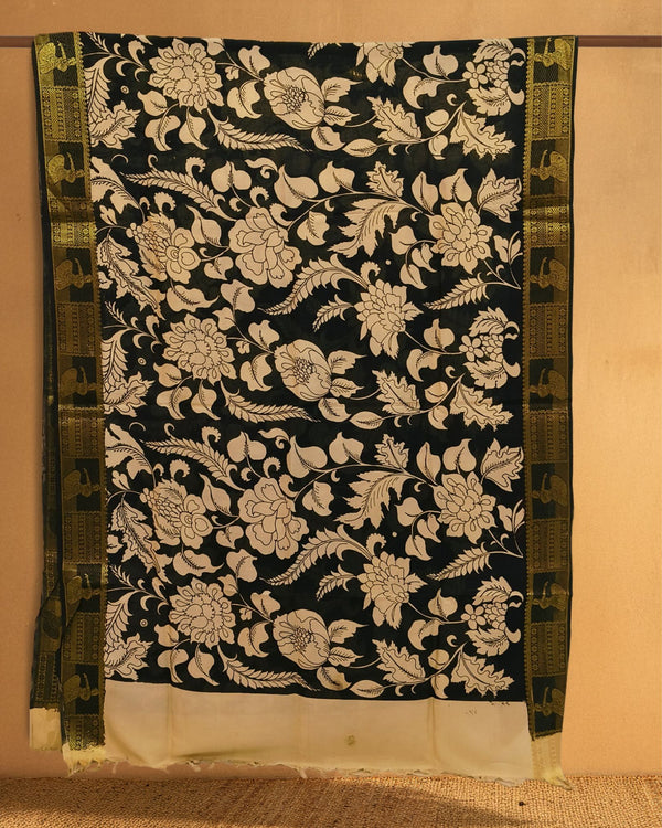 Indiehaat |Bangalori Handpainted Black Dupatta