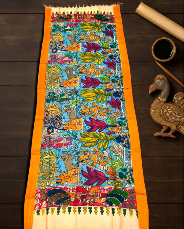 Indiehaat | Mangalagiri Handpainted Dupatta Multicolor