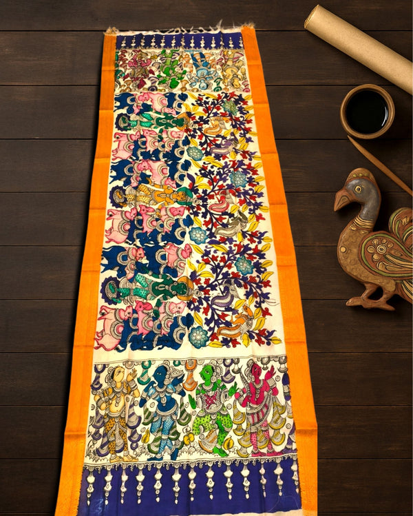 Indiehaat | Mangalagiri Handpainted Dupatta Multicolor