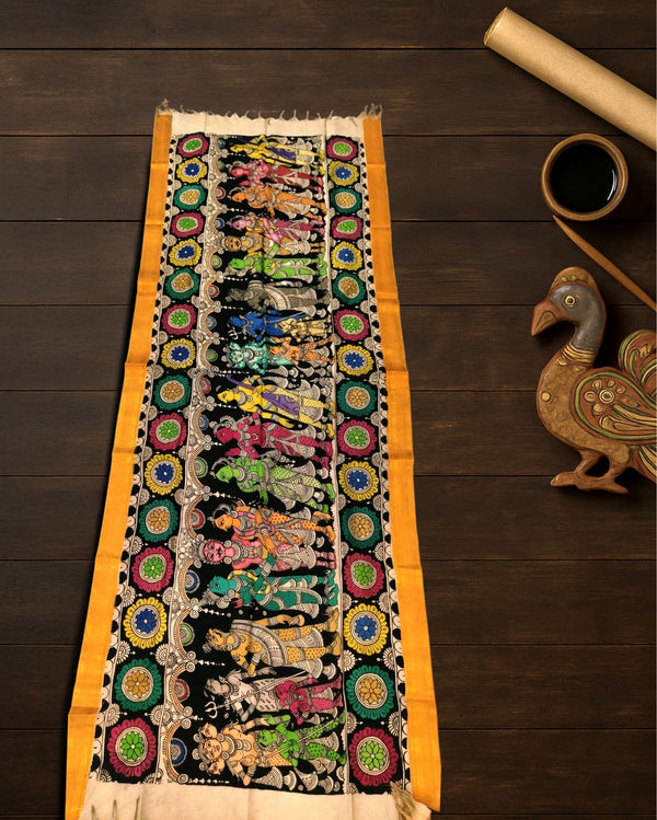 Indiehaat | Mangalagiri Handpainted Dupatta Multicolor