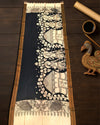 Indiehaat | Mangalagiri Handpainted Dupatta Black & White