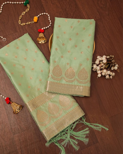 Indiehaat | Banarasi Lichi Silk Brocade Suit Green