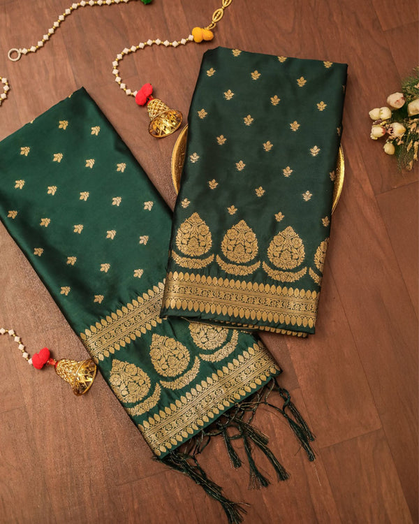 Indiehaat | Banarasi Lichi Silk Brocade Suit Green