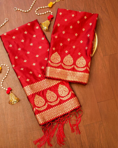 Indiehaat | Banarasi Lichi Silk Brocade Suit Red