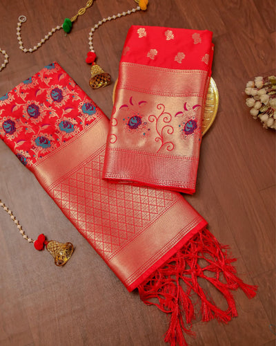 Indiehaat | Banarasi Lichi Silk Brocade Weaving Suit Orange