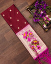 Indiehaat | Banarasi Lichi Silk Brocade Dupatta Maroon