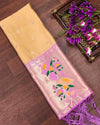 Indiehaat | Banarasi Lichi Silk Brocade Dupatta Peach