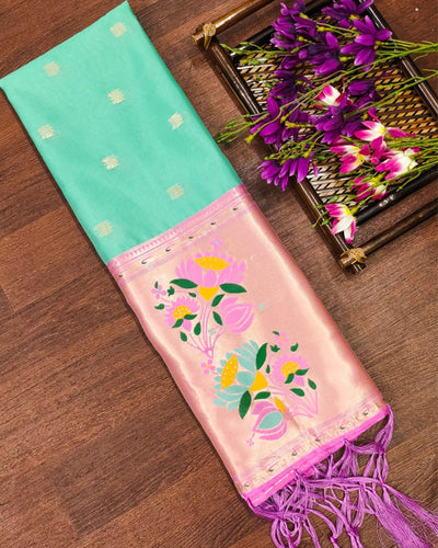 Indiehaat | Banarasi Lichi Silk Brocade Dupatta Green