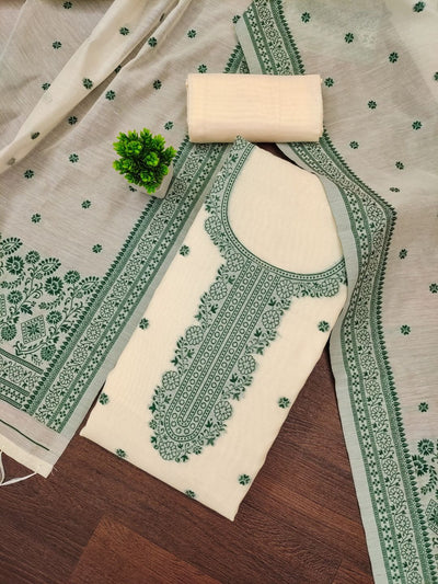 Indiehaat | Banarasi Cotton Brocade Work Suit Beige