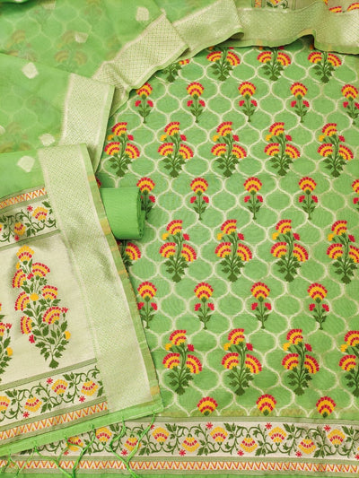 Indiehaat | Banarasi Cotton Banarasi Brocade Suit Green