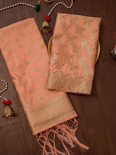 Indiehaat | Banarasi Silk Brocade Dupatta Peach