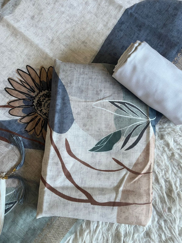 Indiehaat | Brocade Weaving Linen Suit Beige