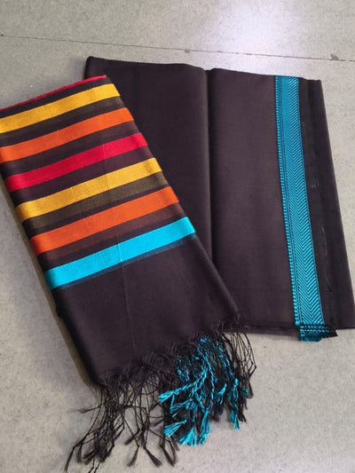 Indiehaat | Maheshwari Silk Cotton Border Suit Black