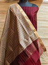 Indiehaat | Maheshwari Silk Checks Design Suit Brown