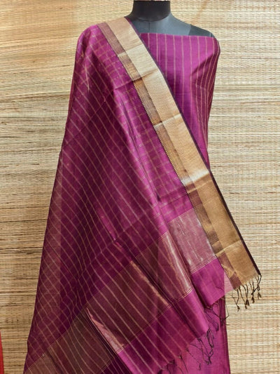Indiehaat | Maheshwari Silk Checks Design Suit Pink