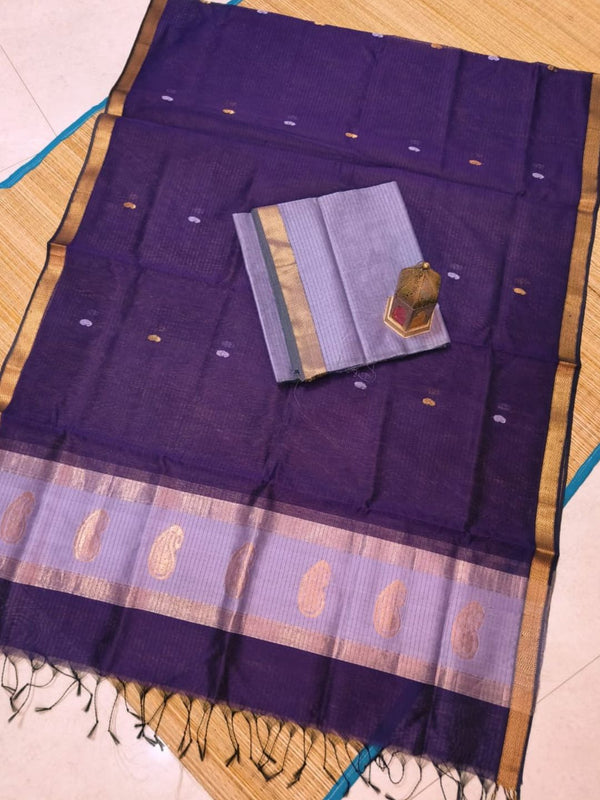 Indiehaat | Kairi Buta Maheshwari Silk Suit Purple