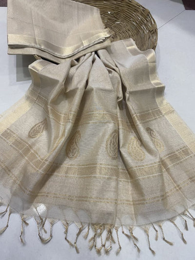 Indiehaat | Maheshwari Tissue Silk Zari Weaving Green