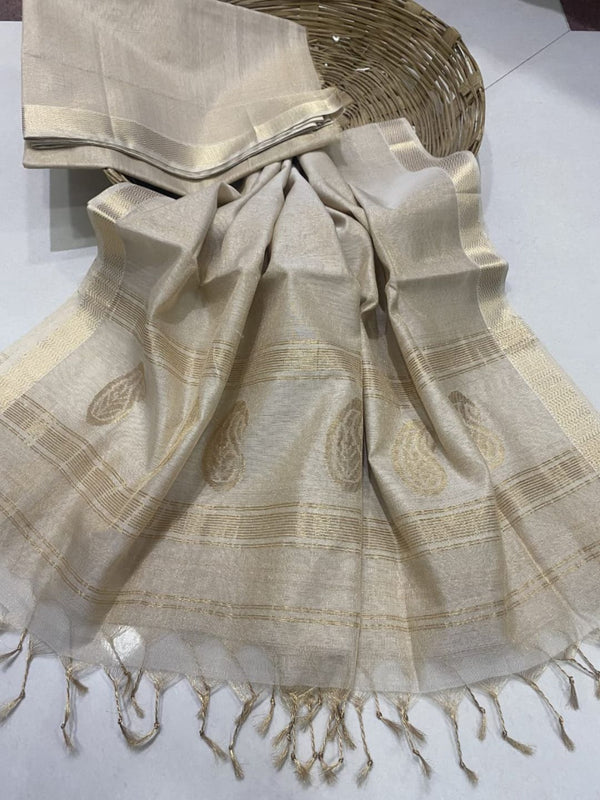 Indiehaat | Maheshwari Tissue Silk Zari Weaving Green