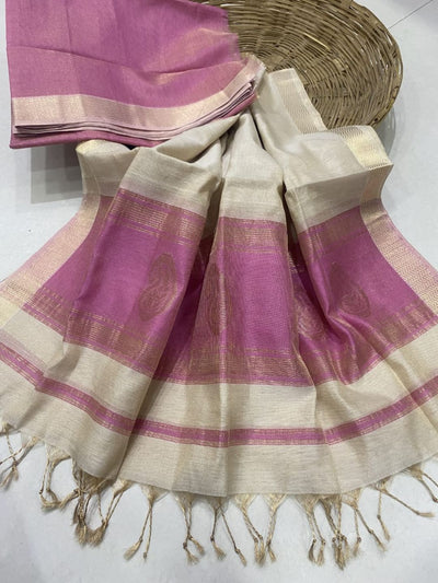 Indiehaat | Maheshwari Tissue Silk Zari Weaving White