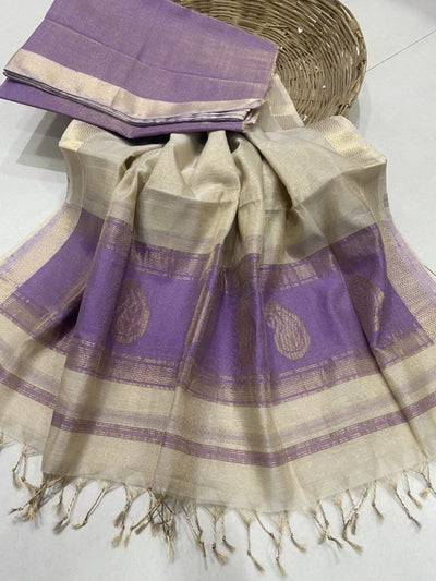 Indiehaat | Maheshwari Tissue Silk Zari Weaving Yellow