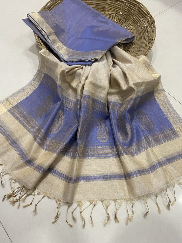 Indiehaat | Maheshwari Tissue Silk Zari Weaving Purple