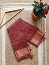 Indiehaat | Hand Dyed Dupion Silk Saree Brown