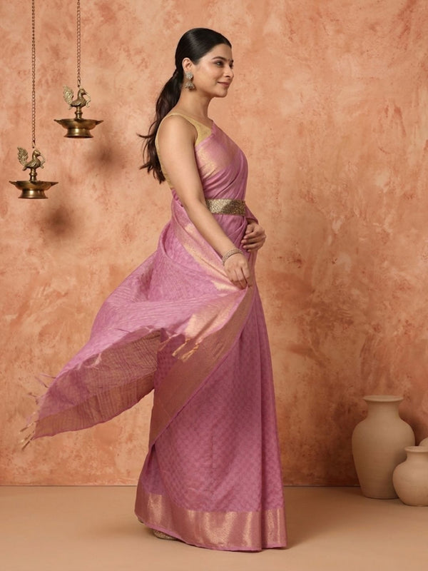 Indiehaat | Hand Dyed Dupion Silk Saree Purple