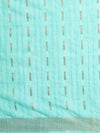 Indiehaat | Hand Dyed Kota Silk Dupion Stripe Saree Blue