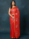 Indiehaat | Kota Silk Embroidered Saree Red