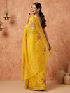Indiehaat | Hand Dyed Kota Silk Embroidery Saree Yellow