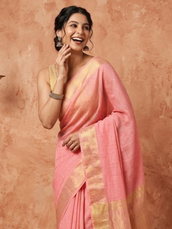 Rangriti Hand Dyed Kota Silk Saree Pink