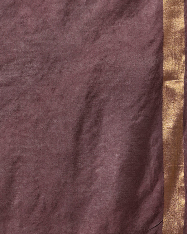Gilded Hue Kota Silk Zari Stripe Saree Brown