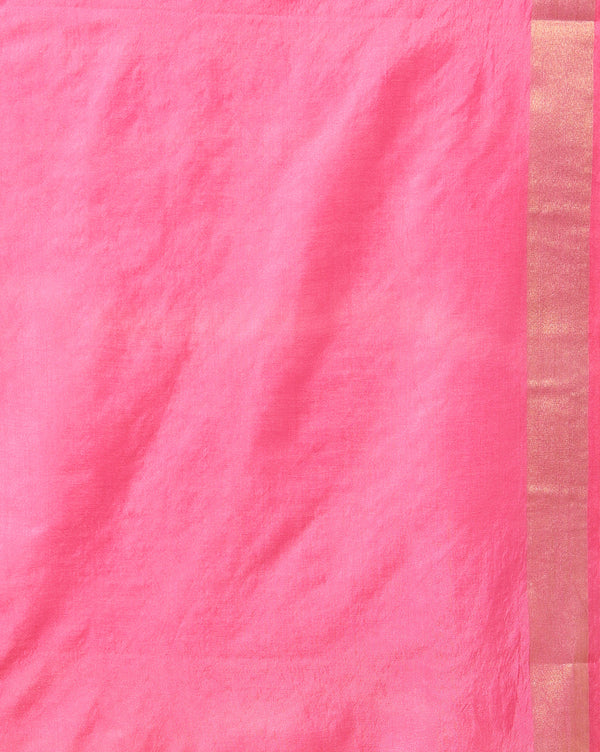 Indiehaat | Kota Silk Hand Dyed Zar Stripe Saree Pink