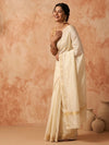 Indiehaat | Hand Dyed Kota Silk Zari Striped Saree White