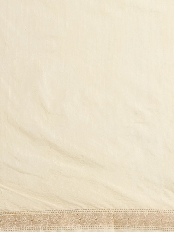 Indiehaat | Hand Dyed Kota Silk Zari Striped Saree White
