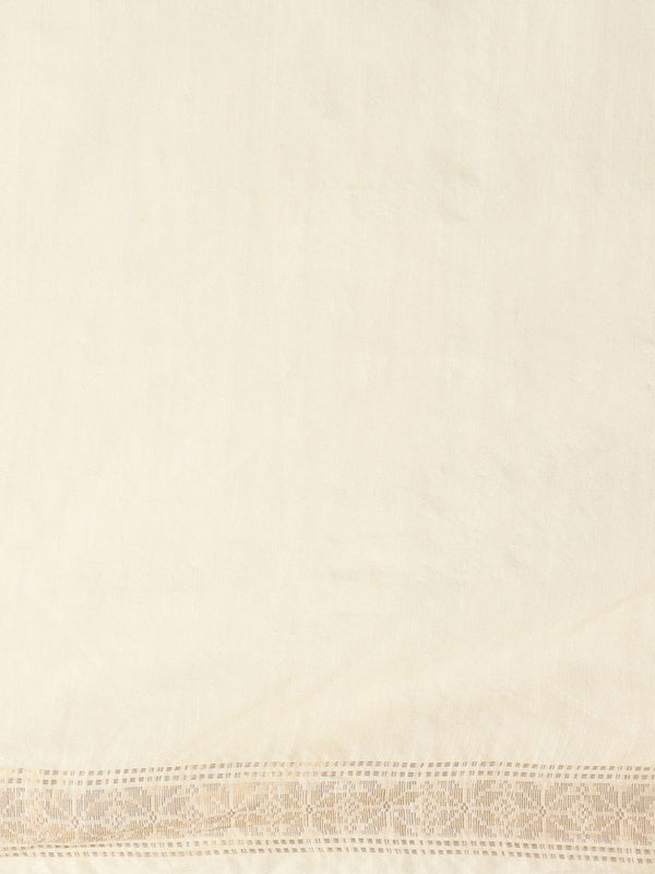Indiehaat | Hand Dyed Kota Silk Zari Striped Saree White