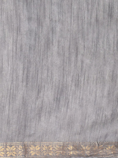 Indiehaat | Hand Dyed Kota Silk Zari Striped Saree Gray