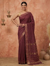 Indiehaat | Hand Dyed Kota Silk Zari Striped Saree Brown