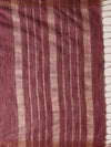 Indiehaat | Hand Dyed Kota Silk Zari Striped Saree Brown