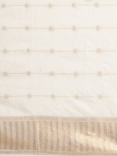 Indiehaat | Hand Dyed Kota Silk Jacquard Saree Off White