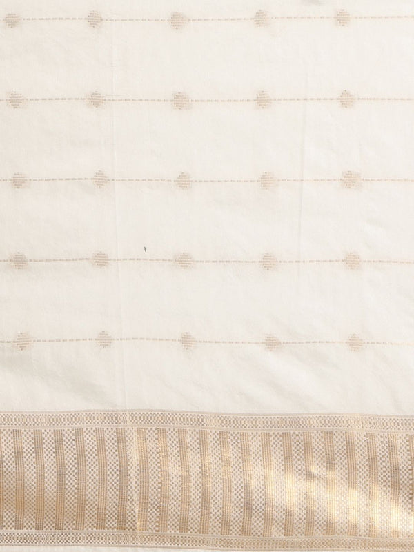 Indiehaat | Hand Dyed Kota Silk Jacquard Saree Off White