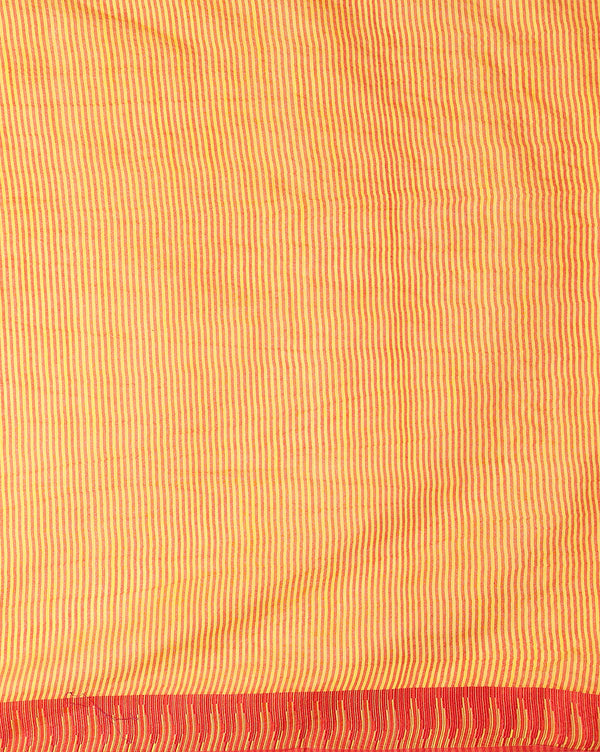 Indiehaat | Kota Silk Hand Dyed Temple Border Saree Yellow