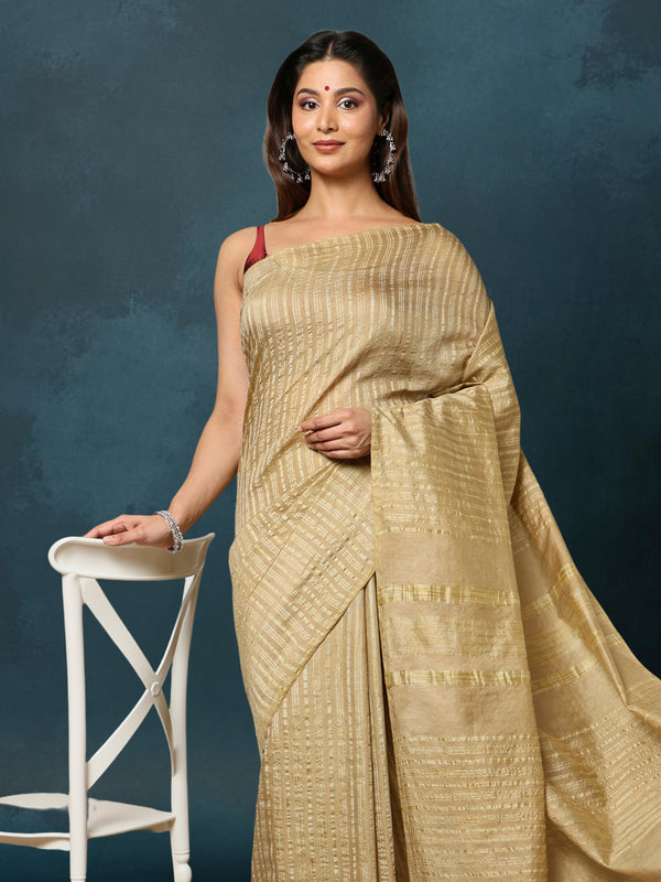 Indiehaat | Kota Silk Hand Dyed Plain Saree Gold