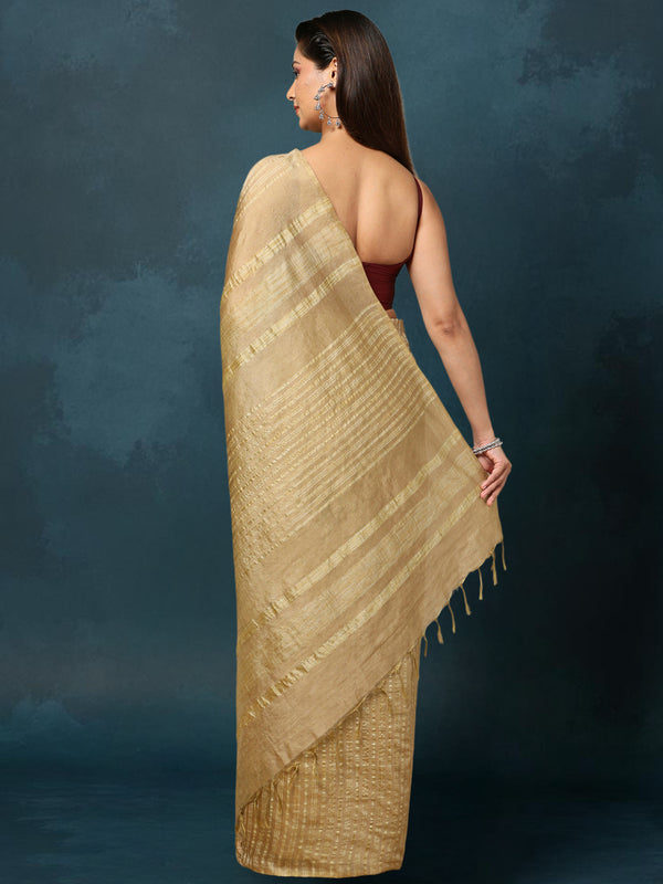 Indiehaat | Kota Silk Hand Dyed Plain Saree Gold