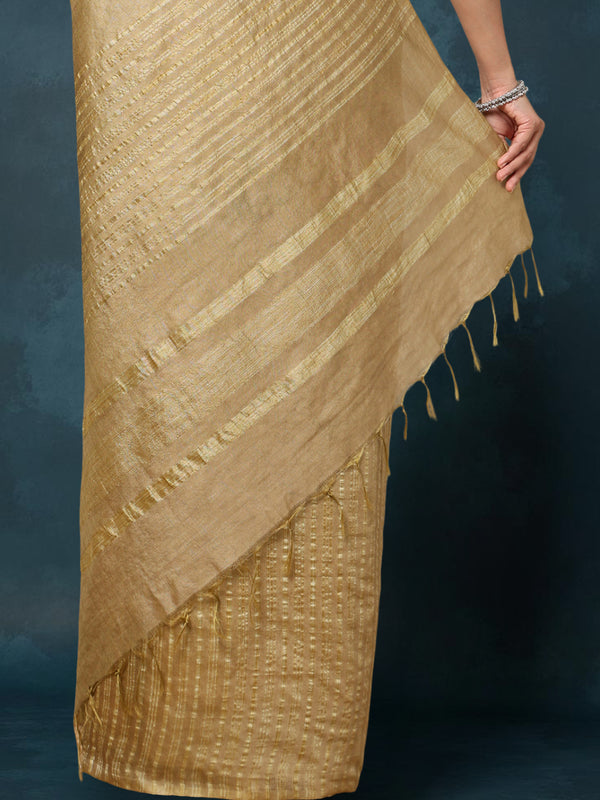 Indiehaat | Kota Silk Hand Dyed Plain Saree Gold