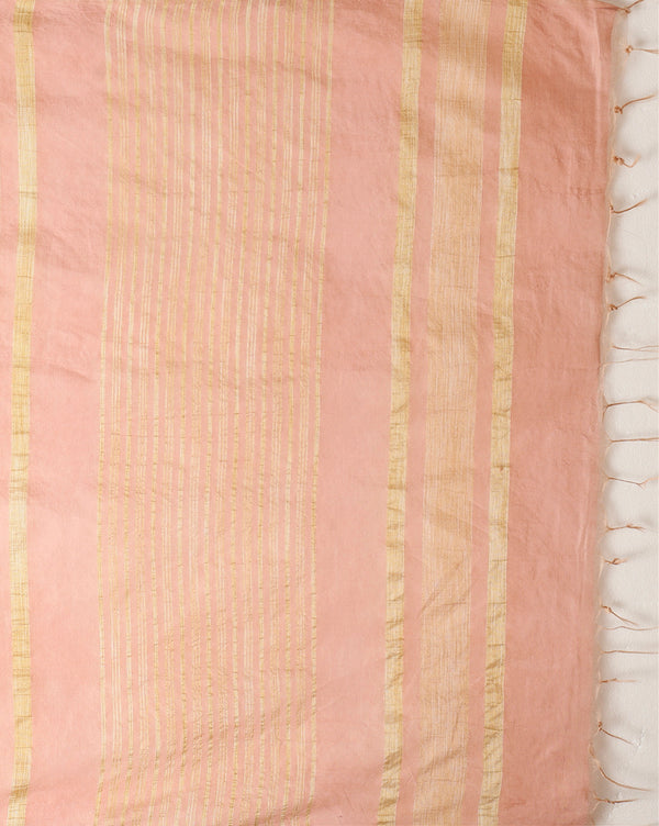 Indiehaat | Kota Silk Hand Dyed Plain Saree Peach