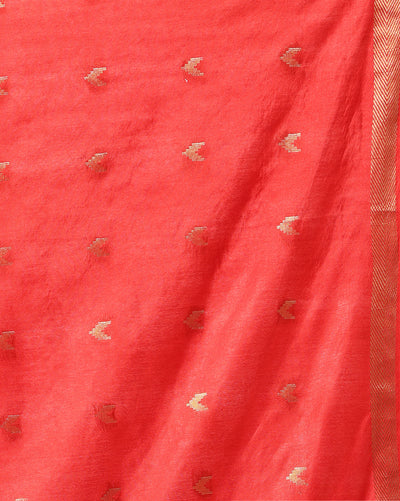 Indiehaat | Kota Silk Hand Dyed Plain Saree Red