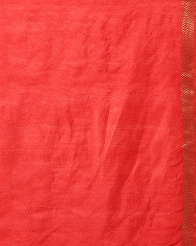 Indiehaat | Kota Silk Hand Dyed Plain Saree Red