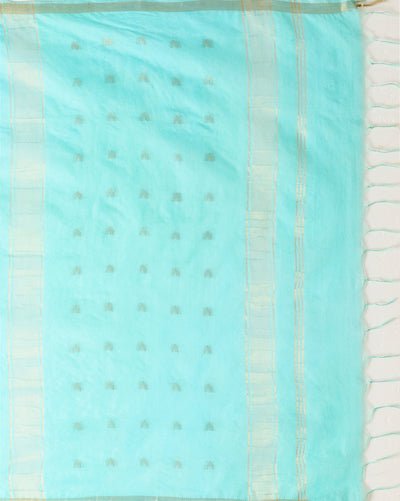 Indiehaat | Kota Silk Hand Dyed Jacquard Saree Blue