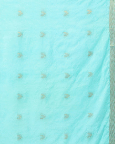 Indiehaat | Kota Silk Hand Dyed Jacquard Saree Blue